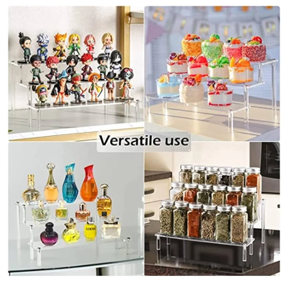 4-Tier  Acrylics Display Riser Shelf, Figure Display Stand Organizer